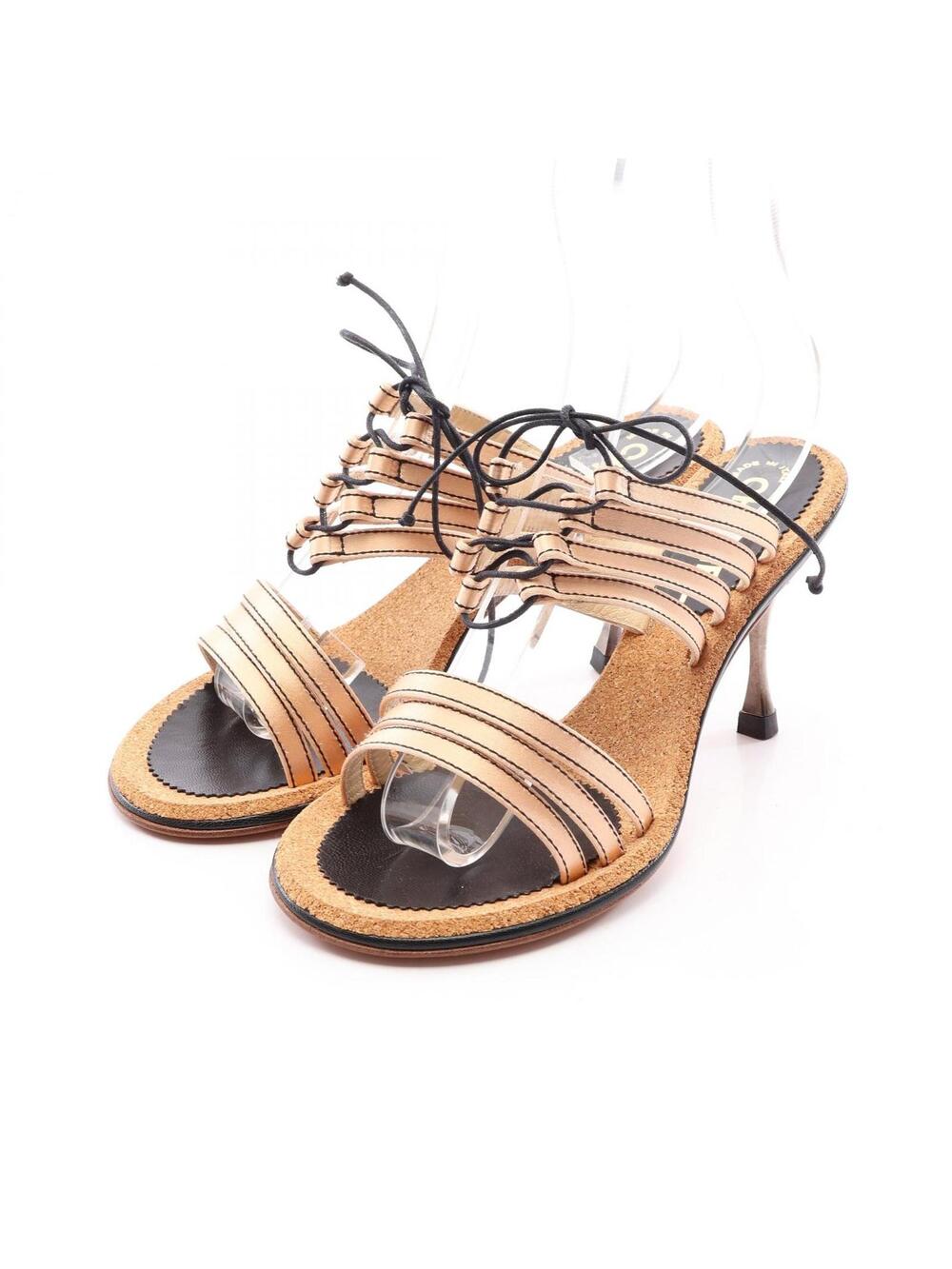 Chanel Lace Up Mule Heels Shoes #38 #360106C44B